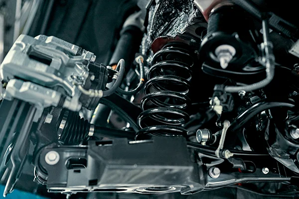 black coil spring viewed from below